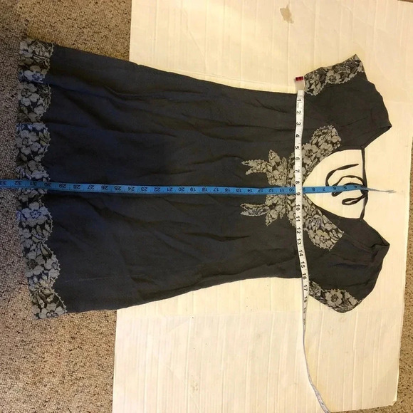 Y2K ASOS Floral Embroidery  Women 6 Midi Dress Gray Fairy Goth Romantic - Picture 4 of 7